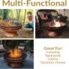 Sunnydaze 30-Inch Large Outdoor Fire Pit - Wood Burning Fire Pit for Outside with Poker and Screen - Copper Finish - Royal Cauldron