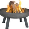Sunnydaze 34-Inch Cast Iron Heavy-Duty Fire Pit for Outside - Wood-Burning Outdoor Fire Pit Bowl with Handles - Steel Finish
