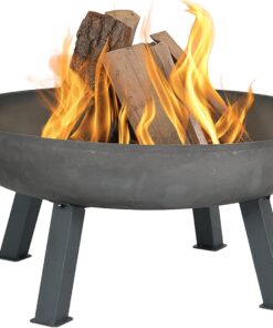 Sunnydaze 34-Inch Cast Iron Heavy-Duty Fire Pit for Outside - Wood-Burning Outdoor Fire Pit Bowl with Handles - Steel Finish