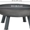 Sunnydaze 34-Inch Cast Iron Heavy-Duty Fire Pit for Outside - Wood-Burning Outdoor Fire Pit Bowl with Handles - Steel Finish