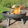 Sunnydaze 34-Inch Cast Iron Heavy-Duty Fire Pit for Outside - Wood-Burning Outdoor Fire Pit Bowl with Handles - Steel Finish