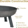 Sunnydaze 34-Inch Cast Iron Heavy-Duty Fire Pit for Outside - Wood-Burning Outdoor Fire Pit Bowl with Handles - Steel Finish