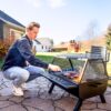 Sunnydaze 36-Inch Steel Outdoor Fire Pit with Grill and Spark Screen - PVC Protective Cover - Heat-Resistant Finish - Black