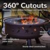 Sunnydaze Cosmic 30-Inch Patio Fire Pit for Outside - Outdoor Wood-Burning Fire Pit with Grill Grate, Spark Screen, and Fireplace Poker