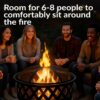 Sunnydaze Crossweave Outdoor Fire Pit - Wood-Burning Fire Pit for Outside with Spark Screen, Poker and Round Cover - 30-Inch - Black