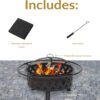Sunnydaze Crossweave Outdoor Fire Pit - Wood-Burning Fire Pit for Outside with Spark Screen, Poker and Round Cover - 30-Inch - Black
