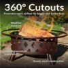 Sunnydaze Crossweave Outdoor Fire Pit - Wood-Burning Fire Pit for Outside with Spark Screen, Poker and Round Cover - 30-Inch - Bronze