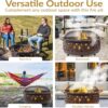 Sunnydaze Crossweave Outdoor Fire Pit - Wood-Burning Fire Pit for Outside with Spark Screen, Poker and Round Cover - 36-Inch - Bronze