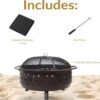 Sunnydaze Crossweave Outdoor Fire Pit - Wood-Burning Fire Pit for Outside with Spark Screen, Poker and Round Cover - 36-Inch - Bronze