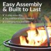 Sunnydaze Crossweave Outdoor Fire Pit - Wood-Burning Fire Pit for Outside with Spark Screen, Poker and Round Cover - 36-Inch - Bronze