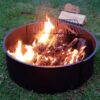 Sunnydaze Metal Fire Pit Ring - 36-Inch Outer/34-Inch Inner Diameter Steel Fire Ring with Cooking Grate and Poker