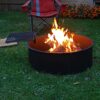 Sunnydaze Metal Fire Pit Ring - 36-Inch Outer/34-Inch Inner Diameter Steel Fire Ring with Cooking Grate and Poker