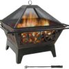 Sunnydaze Northern Galaxy 32-Inch Outdoor Fire Pit with Grill Grate, Spark Screen, and Poker - Heavy-Duty Wood-Burning Fire Pit for Outside