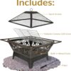 Sunnydaze Northern Galaxy 32-Inch Outdoor Fire Pit with Grill Grate, Spark Screen, and Poker - Heavy-Duty Wood-Burning Fire Pit for Outside