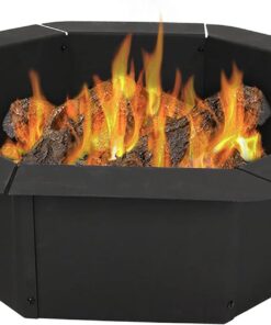 Sunnydaze Outdoor Fire Pit Ring - 38-Inch Outer/30-Inch Inner Diameter Steel Fire Ring Insert - Above or In-Ground - Octagon