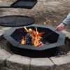 Sunnydaze Outdoor Fire Pit Ring - 38-Inch Outer/30-Inch Inner Diameter Steel Fire Ring Insert - Above or In-Ground - Octagon