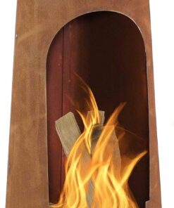 Sunnydaze Santa Fe 50-Inch Rustic Outdoor Wood-Burning Chiminea Fire Pit with Rust Patina Finish - Chiminea Outdoor Fireplace with Wood Grate