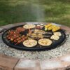 Sunnydaze X-Marks Outdoor Fire Pit Grill Grate for Cooking - Round Fire Pit Grate - Steel Campfire BBQ Grill with Handles - 37.5-Inch