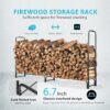 VIVOHOME 8ft Heavy Duty Indoor Outdoor Firewood Storage Log Rack with Cover Combo Set Black