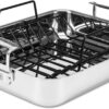 Viking 3-Ply Stainless Steel Roasting Pan with Non Stick Rack, 16 x 13 Inch Kitchen Cookware, Great for Turkey, Dishwasher and Oven Safe, Induction Ready, Silver