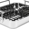 Viking 3-Ply Stainless Steel Roasting Pan with Non Stick Rack, 16 x 13 Inch Kitchen Cookware, Great for Turkey, Dishwasher and Oven Safe, Induction Ready, Silver