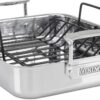 Viking 3-Ply Stainless Steel Roasting Pan with Non Stick Rack, 16 x 13 Inch Kitchen Cookware, Great for Turkey, Dishwasher and Oven Safe, Induction Ready, Silver