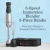 Vitamix 5-Speed Immersion Blender 3-Piece Bundle with Whisk Attachment and Storage Case, Professional-Grade Hand Blender with 625-Watt Motor and Stainless-Steel Blade, Stainless Steel/Black