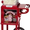 West Bend Popcorn Popper Machine Theater Style on Wheeled Cart with Non-Stick 2.5 Oz Stainless Steel Popcorn Kettle, Storage Shelf, and Popcorn Scoop, 10-Cup, Red