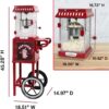 West Bend Popcorn Popper Machine Theater Style on Wheeled Cart with Non-Stick 2.5 Oz Stainless Steel Popcorn Kettle, Storage Shelf, and Popcorn Scoop, 10-Cup, Red West Bend Popcorn Popper Machine Theater Style on Wheeled Cart with Non-Stick 2.5 Oz Stainless Steel Popcorn Kettle, Storage Shelf, and Popcorn Scoop, 10-Cup, Red
