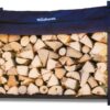 Woodhaven 5 Foot Black - Made in the USA - 1/4 Cord Plus Firewood Storage Log Rack With Seasoning Cover Combo Set - Indoor Outdoor - Metal Firewood Rack - Heavy Duty