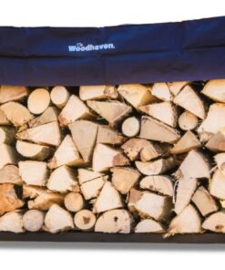 Woodhaven 5 Foot Black - Made in the USA - 1/4 Cord Plus Firewood Storage Log Rack With Seasoning Cover Combo Set - Indoor Outdoor - Metal Firewood Rack - Heavy Duty