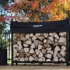 Woodhaven 5 Foot Black - Made in the USA - 1/4 Cord Plus Firewood Storage Log Rack With Seasoning Cover Combo Set - Indoor Outdoor - Metal Firewood Rack - Heavy Duty
