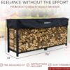 Woodhaven 8-Foot Firewood Rack – American Brand – 1/2 Cord Raised Lumber Storage Rack – Keeps Wood Dry & Ready – Heavy-Duty Steel, Lifetime Structural Warranty (With Cover)