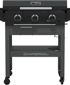 Charbroil 463258924 28" XL Performance Series Propane Gas Griddle with Cart 3 Burner Flat Top Grill, Black