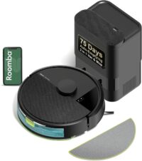 iRobot Roomba 104 2in1 Vacuum & Mop Robot - Self-Empties for 75 Days, Intense Power-Lifting Suction, Vacuums All Floors, Ideal for Pet Hair, LiDAR Smart Navigation Mapping, Mops Hard Floors, Black