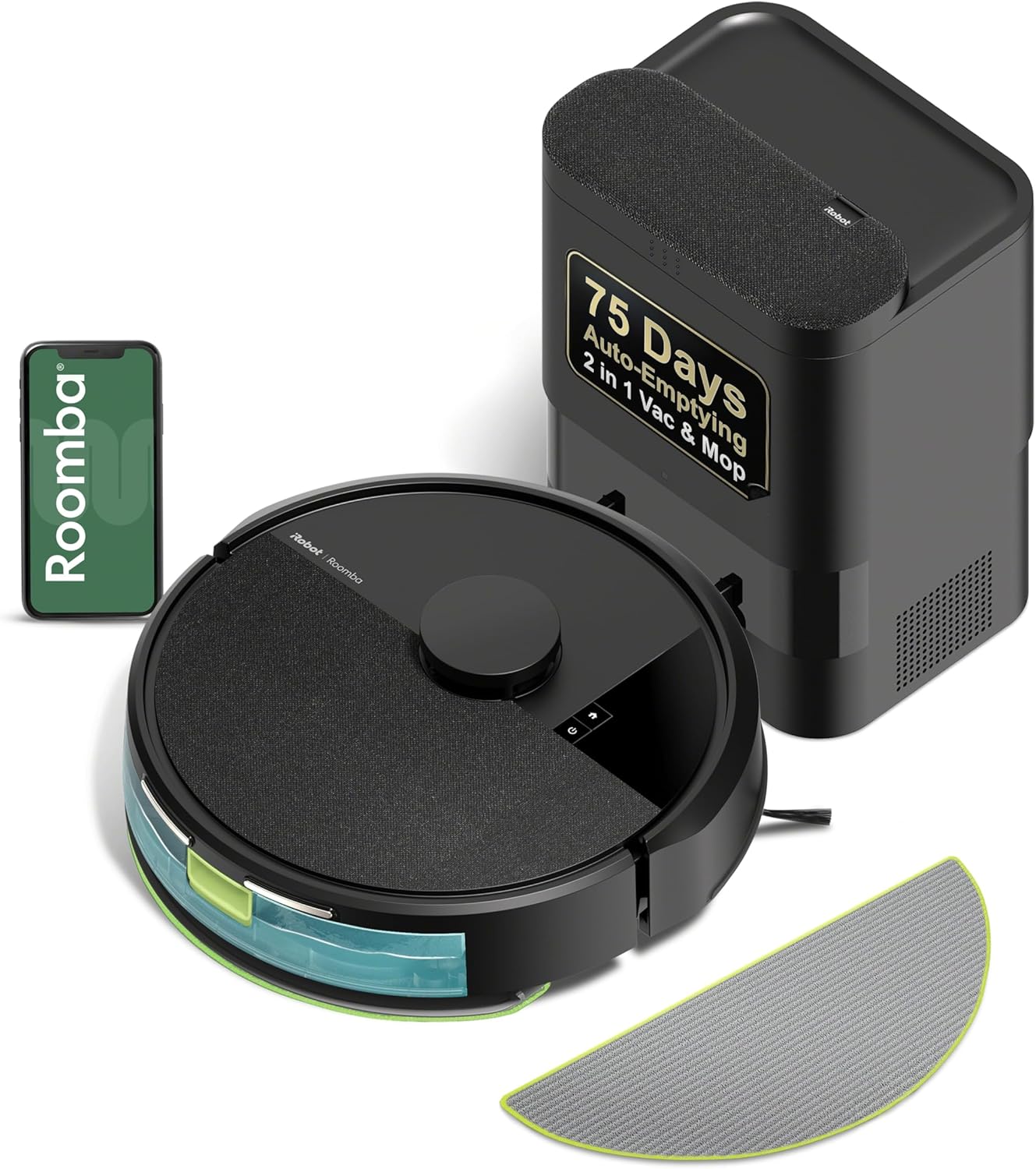 iRobot Roomba 104 2in1 Vacuum & Mop Robot - Self-Empties for 75 Days, Intense Power-Lifting Suction, Vacuums All Floors, Ideal for Pet Hair, LiDAR Smart Navigation Mapping, Mops Hard Floors, Black00 (2) iRobot Roomba 104 2in1 Vacuum & Mop Robot - Self-Empties for 75 Days, Intense Power-Lifting Suction, Vacuums All Floors, Ideal for Pet Hair, LiDAR Smart Navigation Mapping, Mops Hard Floors, Black