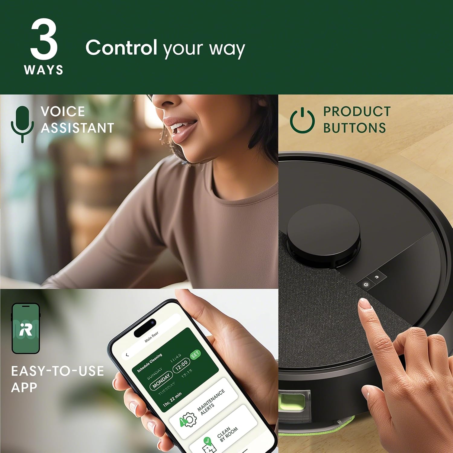 iRobot Roomba 104 2in1 Vacuum & Mop Robot - Self-Empties for 75 Days, Intense Power-Lifting Suction, Vacuums All Floors, Ideal for Pet Hair, LiDAR Smart Navigation Mapping, Mops Hard Floors, Black20- iRobot Roomba 104 2in1 Vacuum & Mop Robot - Self-Empties for 75 Days, Intense Power-Lifting Suction, Vacuums All Floors, Ideal for Pet Hair, LiDAR Smart Navigation Mapping, Mops Hard Floors, Black