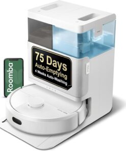 iRobot Roomba Plus 405 (G185) Combo Robot Vacuum & Mop with AutoWash Dock - Spinning Mop Pads, Self-Empties, Pad Washing & Drying, Self-Cleaning, Pad-Lift, LiDAR Navigation, White