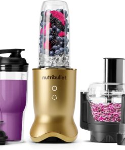 nutribullet® Ultra Plus+ 3-1 Compact Kitchen System, 1200W Kitchen System with Blender, Food Processor, and Coffee and Spice Grinder, 32oz and 24oz Blending Cups, 2-Cup Food Processor, Brass