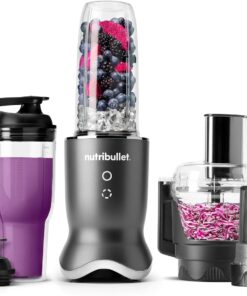 nutribullet® Ultra Plus+ 3-1 Compact Kitchen System, 1200W Kitchen System with Blender, Food Processor, and Coffee and Spice Grinder, 32oz and 24oz Blending Cups, 2-Cup Food Processor, Gunmetal Gray