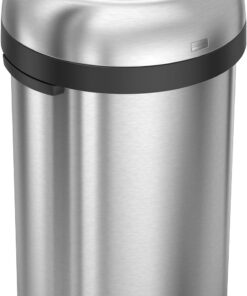 simplehuman 115 Liter / 30 Gallon Bullet Open Top Trash Can Commercial Grade Heavy Gauge, Brushed Stainless Steel