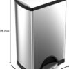 simplehuman 38 Liter / 10 Gallon Rectangular Kitchen Step Trash Can, Brushed Stainless Steel
