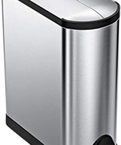 simplehuman 40 Liter / 10.6 Gallon Dual Compartment Butterfly Lid Kitchen Recycling Step Trash Can, Brushed Stainless Steel