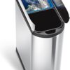 simplehuman 40 Liter / 10.6 Gallon Dual Compartment Butterfly Lid Kitchen Recycling Step Trash Can, Brushed Stainless Steel