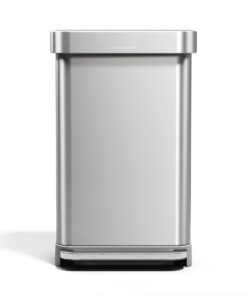 simplehuman 45 Liter / 12 Gallon Rectangular Hands-Free Kitchen Step Trash Can with Soft-Close Lid, Brushed Stainless Steel