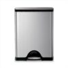 simplehuman 50 Liter / 13.0 Gallon Rectangular Kitchen Step Trash Can, Brushed Stainless Steel