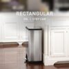 simplehuman 50 Liter / 13.0 Gallon Rectangular Kitchen Step Trash Can, Brushed Stainless Steel