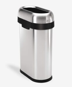 simplehuman 50 Liter / 13.2 Gallon Slim Open Top Trash Can, Commercial Grade Heavy Gauge Brushed Stainless Steel