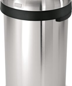 simplehuman 80 Liter / 21.1 Gallon Bullet Open Top Trash Can, Commercial Grade Heavy Gauge, Brushed Stainless Steel