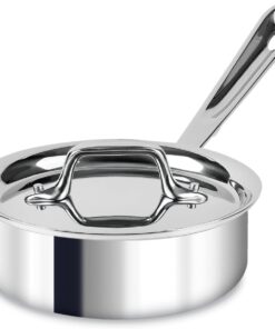 All-Clad D3 3-Ply Stainless Steel Sauce Pan 1 Quart Induction Oven Broiler Safe 600F Pots and Pans, Cookware Silver